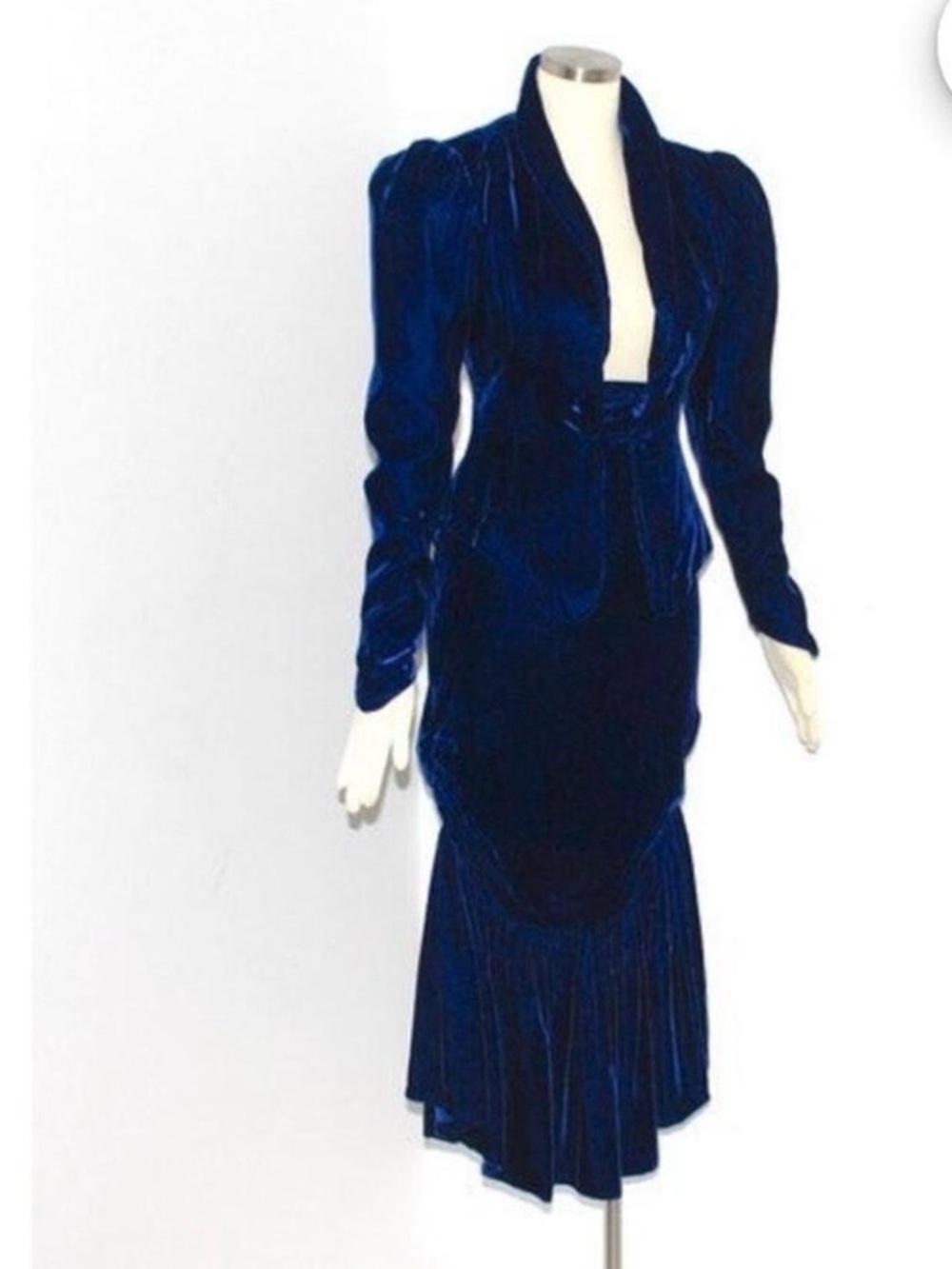 RARE VINTAGE  Blue Velvet Norma Kamali Long Sleeve Set